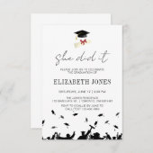 Modern Ze Heeft Het Gedaan Afstudeerfeest Minimali Kaart (Voorkant / Achterkant)