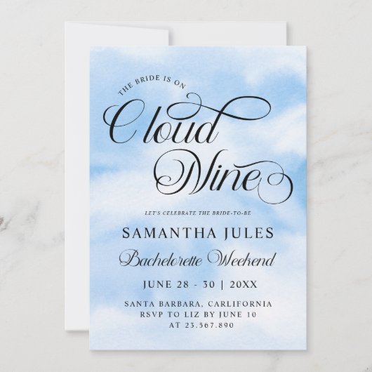 Modern Ze is op Cloud 9 Bachelorette Weekend Kaart (Voorkant)