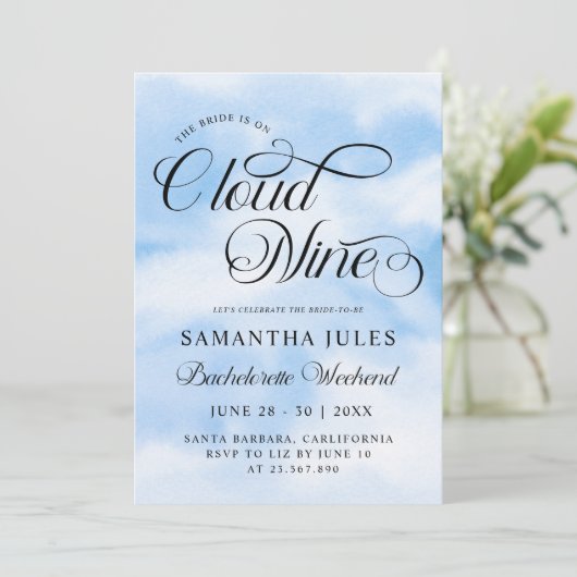 Modern Ze is op Cloud 9 Bachelorette Weekend Kaart (Staand voorkant)