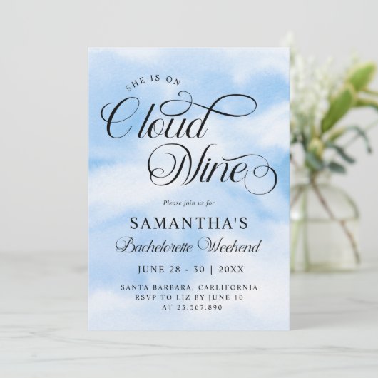 Modern Ze is op Cloud 9 Bachelorette Weekend Kaart (Staand voorkant)