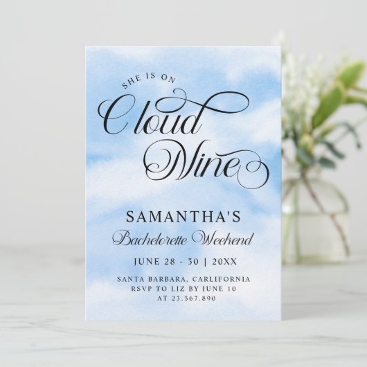 Modern Ze is op Cloud 9 Bachelorette Weekend Kaart (Staand voorkant)