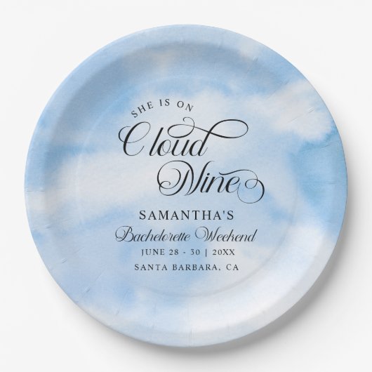 Modern Ze is op Cloud 9 Bachelorette Weekend Papieren Bordje (Voorkant)