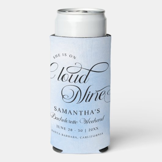 Modern Ze is op Cloud 9 Bachelorette Weekend Seltzer Blikjeskoeler (Seltzer Achterkant)