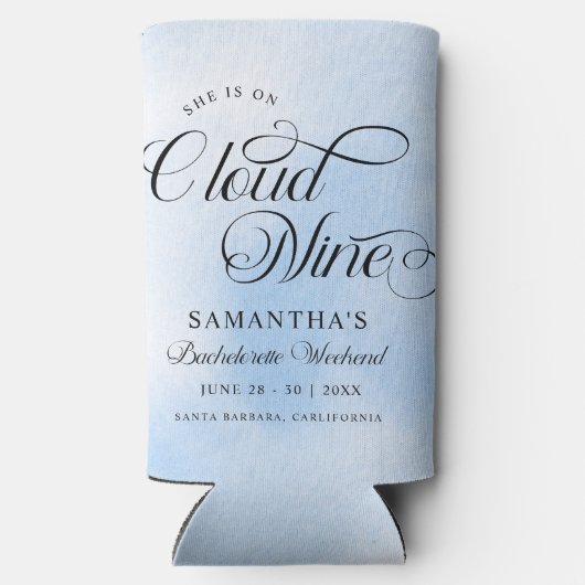 Modern Ze is op Cloud 9 Bachelorette Weekend Seltzer Blikjeskoeler (Achterkant)