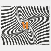 Modern Zebra Design Retro Wave Monogram Fleece Deken (Voorkant (Horizontaal))