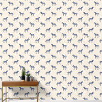 Modern Zebra Line Art Tekenpatroon Uniek Blauw