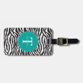 Modern Zebra Monogram Bagagelabel (Voorkant horizontaal)