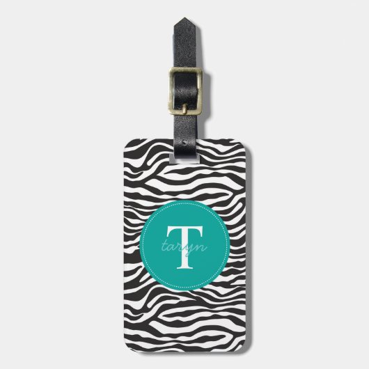 Modern Zebra Monogram Bagagelabel (Voorkant verticaal)