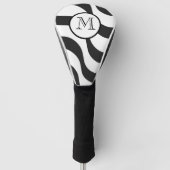 Modern Zebra Monogram Zwart Wit Strepen Golfheadcover (Voorkant)