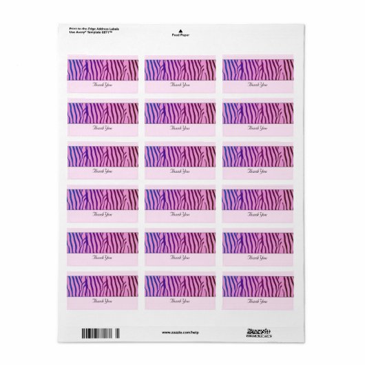 Modern Zebra Pattern Dank je wel Etiket (Full Sheet)