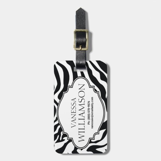 Modern Zebra Pattern Personalized Bagagelabel (Voorkant verticaal)