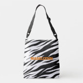 Modern Zebra Pattern Personalized Oranje Text Tas (Achterkant)