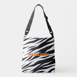 Modern Zebra Pattern Personalized Oranje Text Tas