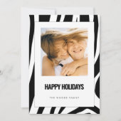 Modern Zebra Prettige feestdagen zwart en wit Feestdagenkaart (Voorkant)