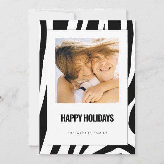Modern Zebra Prettige feestdagen zwart en wit Feestdagenkaart (Voorkant)