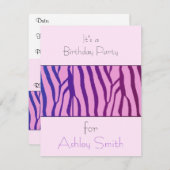 Modern Zebra Print Birthday Uitnodiging (Voorkant / Achterkant)