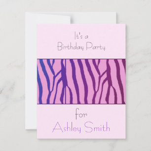 Modern Zebra Print Birthday Uitnodiging