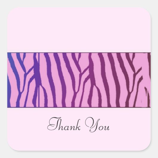 Modern zebrapatroon bedankt vierkante sticker (Voorkant)