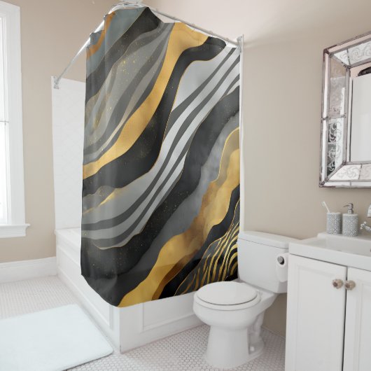 modern zebraprintpatroon douchegordijn (In situ)