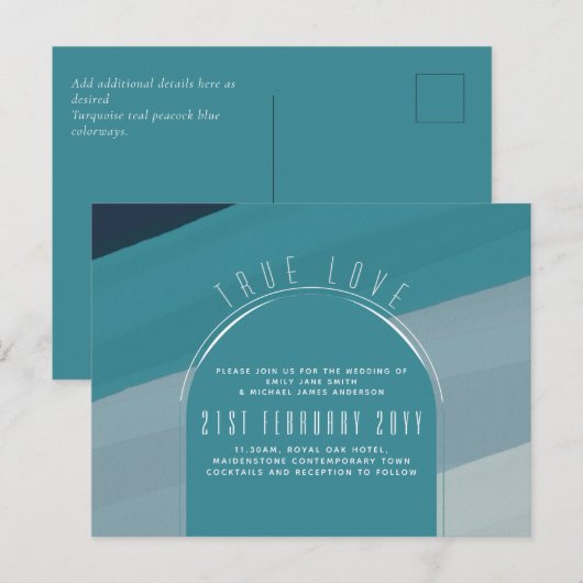 Modern Zee Blauwgroen huwelijk in de Oostzee Briefkaart (Voorkant / Achterkant)