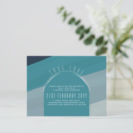 Modern Zee Blauwgroen huwelijk in de Oostzee Briefkaart (Staand voorkant)