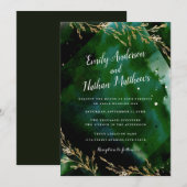 Modern Zee Green Emerald Wedding Invitation Kaart (Voorkant / Achterkant)