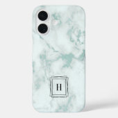 Modern Zee Green Marble Geometric Monogram Case-Mate iPhone Case (Achterkant)