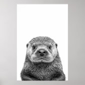 Modern Zee Otter Portret Black White Poster (Voorkant)