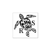 Modern Zee Turtle Monogram, Bruiloft Rubberstempel (Afrduk)
