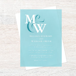 Modern Zeeen Monogram Huwelijk Acryl Uitnodigingen