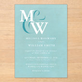 Modern Zeeen Monogram Huwelijk Acryl Uitnodigingen (Voorkant)