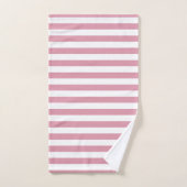 Modern zeeroze en wit gestreept patroon bad handdoek (Handdoek)
