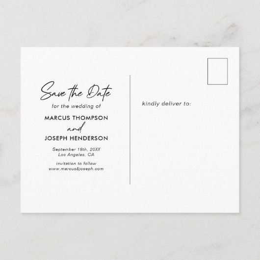 Modern zei dat hij de datum had kunnen redden aankondigingskaart (Achterkant)