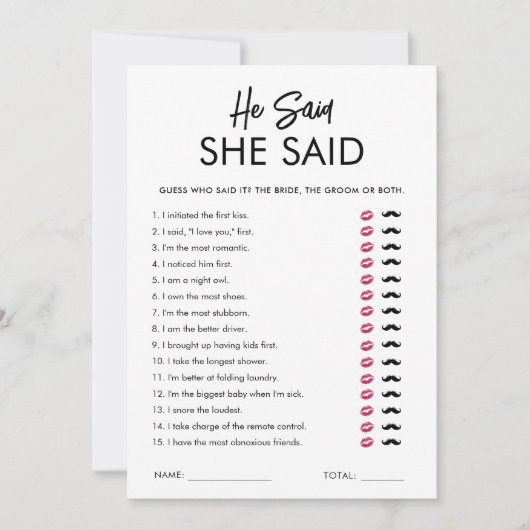 Modern zei hij dat ze Vrijgezellenfeest spel Kaart (Voorkant)