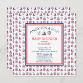Modern Zeilen Nautical Boy Baby shower Uitnodiging (Voorkant / Achterkant)