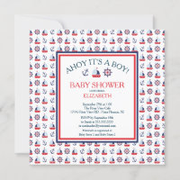 Modern Zeilen Nautical Boy Baby shower Uitnodiging