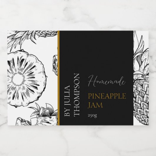 Modern zelfgemaakt ananas jam label voedselcontainer etiket (Enkel label)