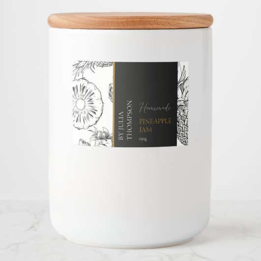 Modern zelfgemaakt ananas jam label voedselcontainer etiket (Voorkant)
