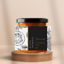 Modern zelfgemaakt ananas jam label