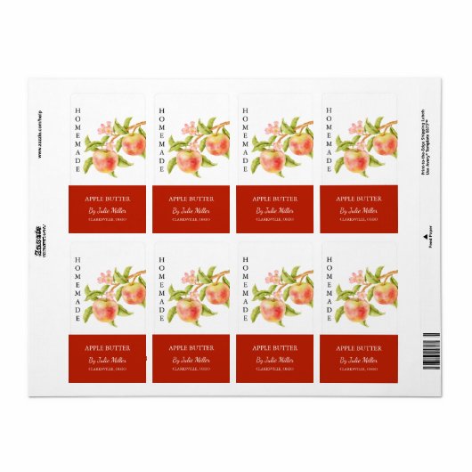 Modern Zelfgemaakt Apple Jam Label (Full Sheet)
