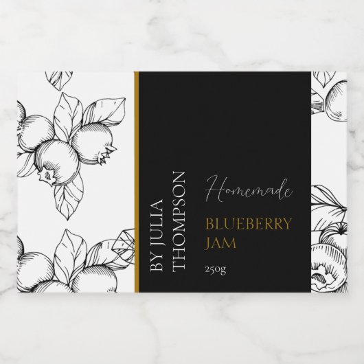 Modern Zelfgemaakt Blueberry Jam Label Voedselcontainer Etiket (Enkel label)