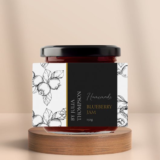 Modern Zelfgemaakt Blueberry Jam Label Voedselcontainer Etiket