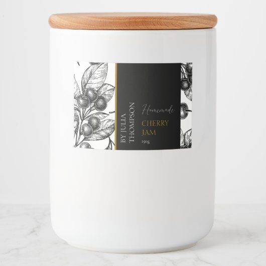 Modern Zelfgemaakt Cherry Jam Label Voedselcontainer Etiket (Voorkant)