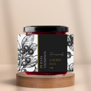 Modern Zelfgemaakt Cherry Jam Label Voedselcontainer Etiket