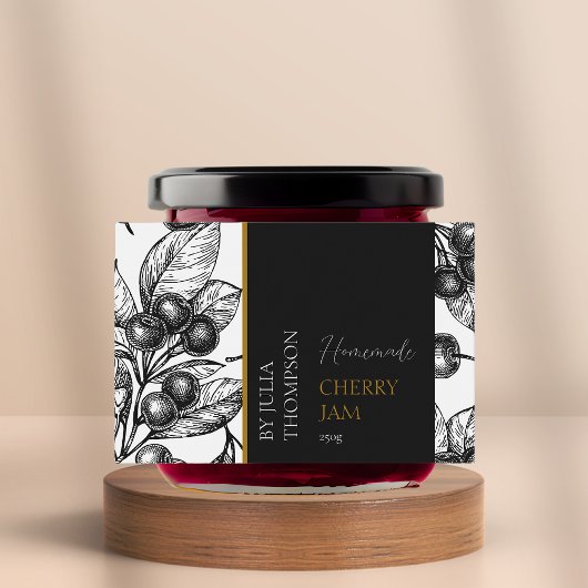 Modern Zelfgemaakt Cherry Jam Label Voedselcontainer Etiket