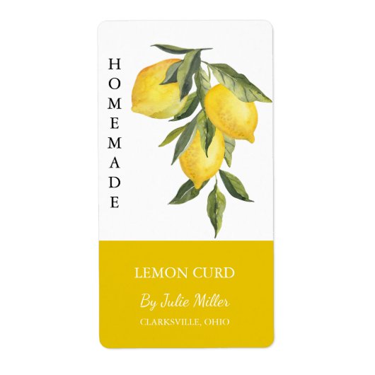 Modern Zelfgemaakt Citroen Curd Label (Voorkant)