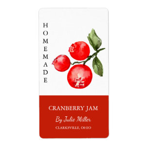 Modern zelfgemaakt cranberry jam label