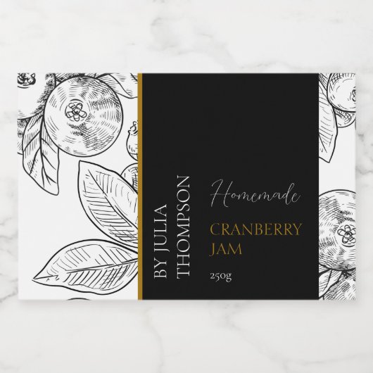 Modern zelfgemaakt cranberry jam label voedselcontainer etiket (Enkel label)