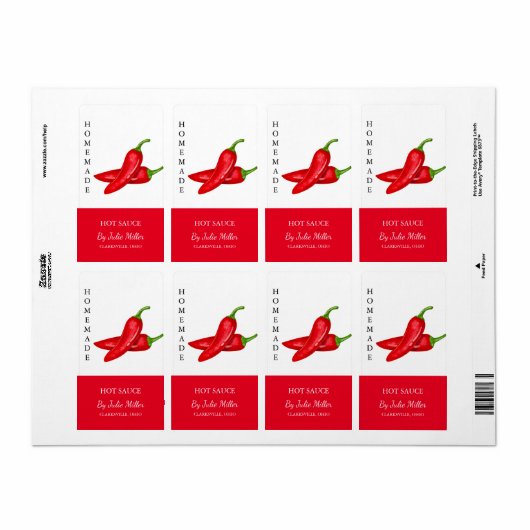 Modern Zelfgemaakt Hot Sauce Label (Full Sheet)