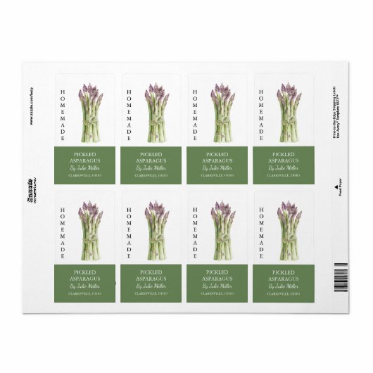 Modern zelfgemaakt ingelegde aspergelabel etiket (Full Sheet)